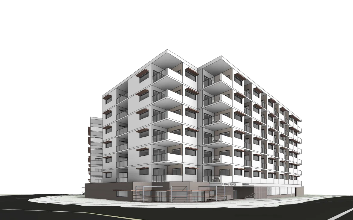 Plans showing studio and multi-bedroom apartment layouts